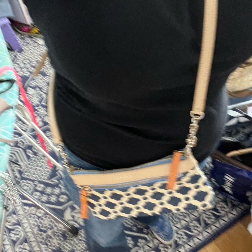 Spartina 449 Women's crossbody Blue and Tan Patterned Bag